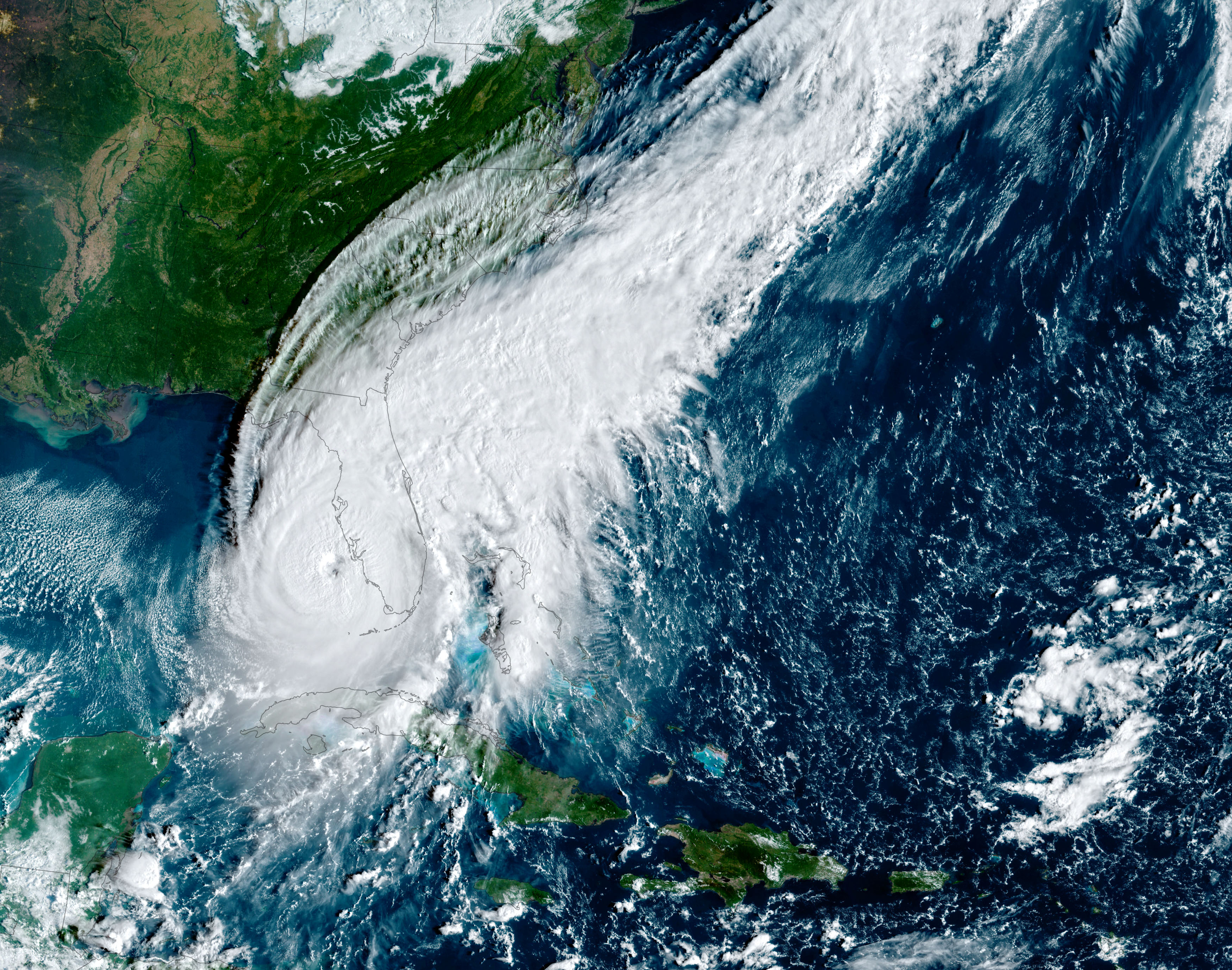 GOES-16 satellite view of Hurricane Ian approaching Florida as a Category 4 storm
