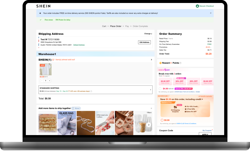 checkout page screenshot