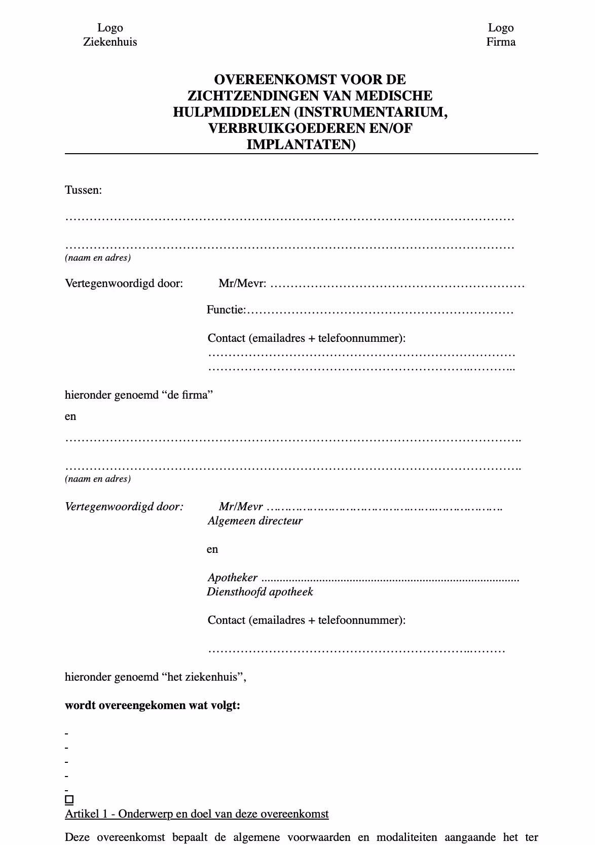 Modèle de contrat pour livraisons à vue