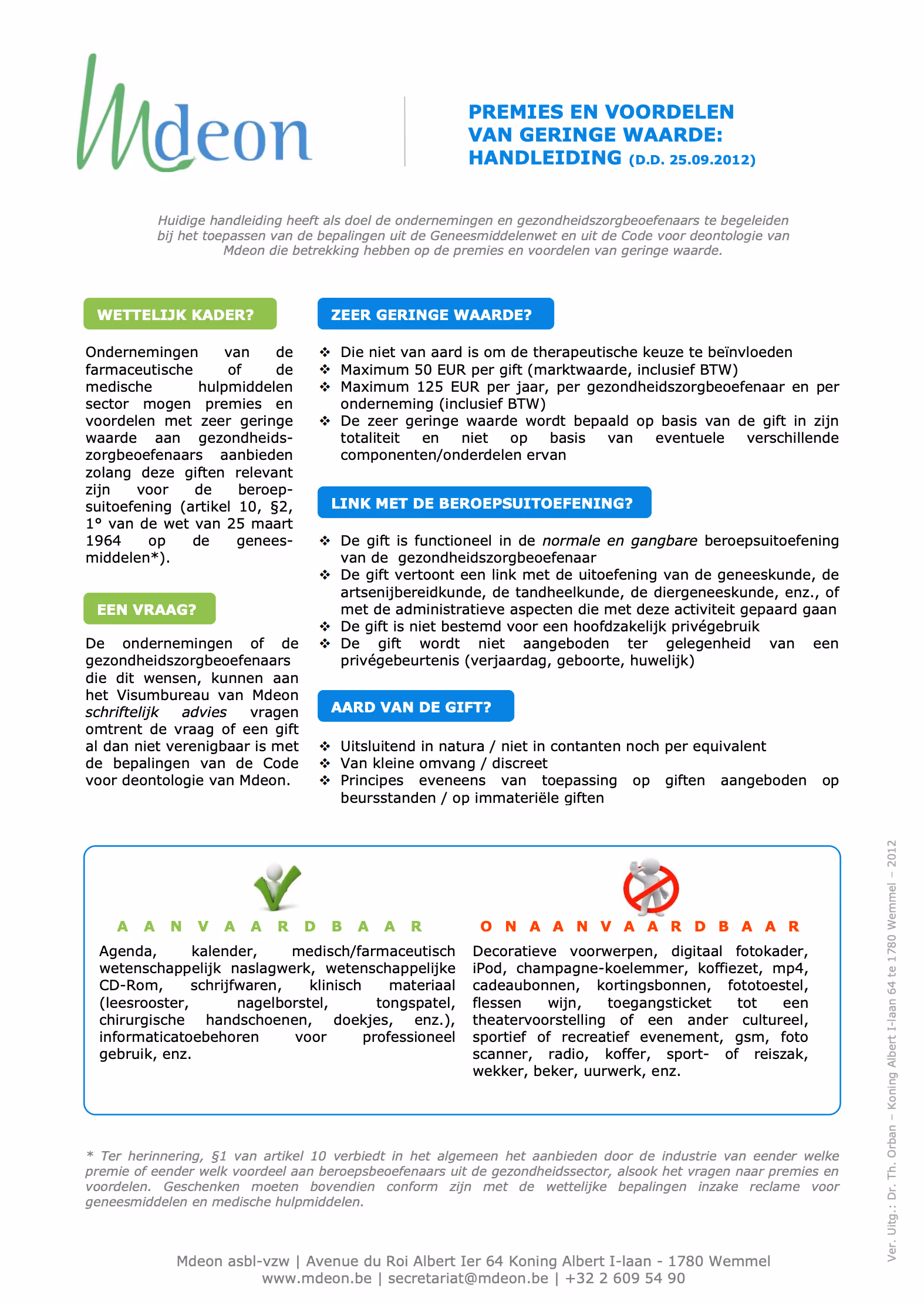 MDeon: handleiding premies en voordelen van geringe waarde