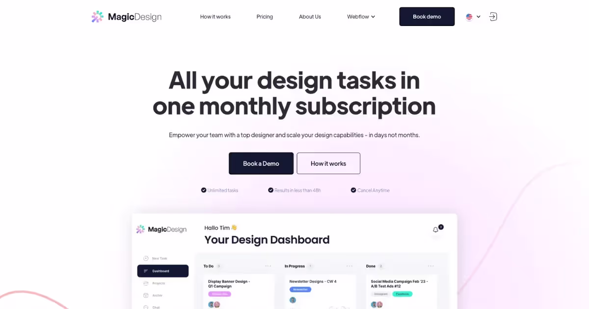 Image of Magic Design’s website showcasing its homepage
