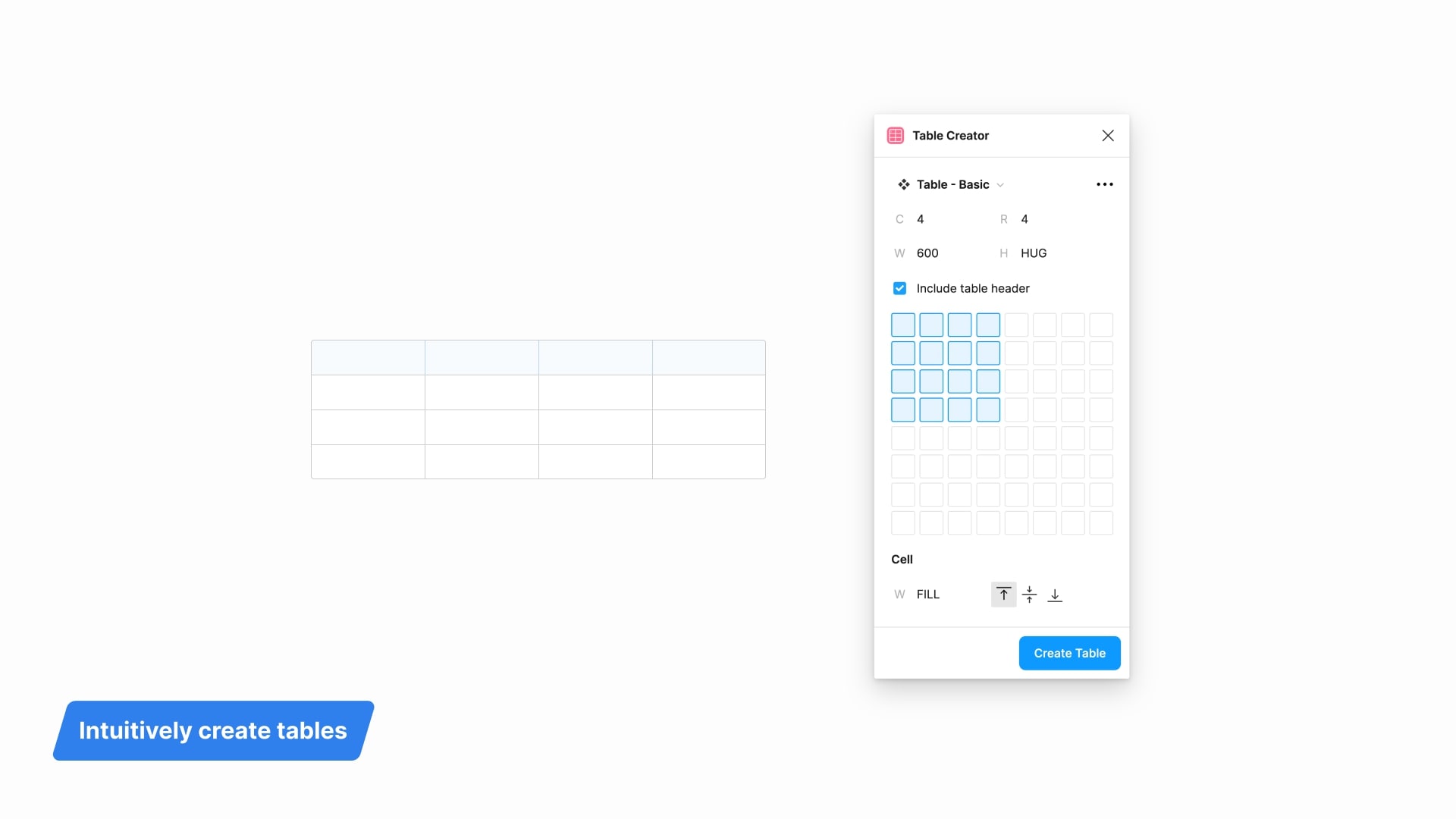 Create tables in Figma