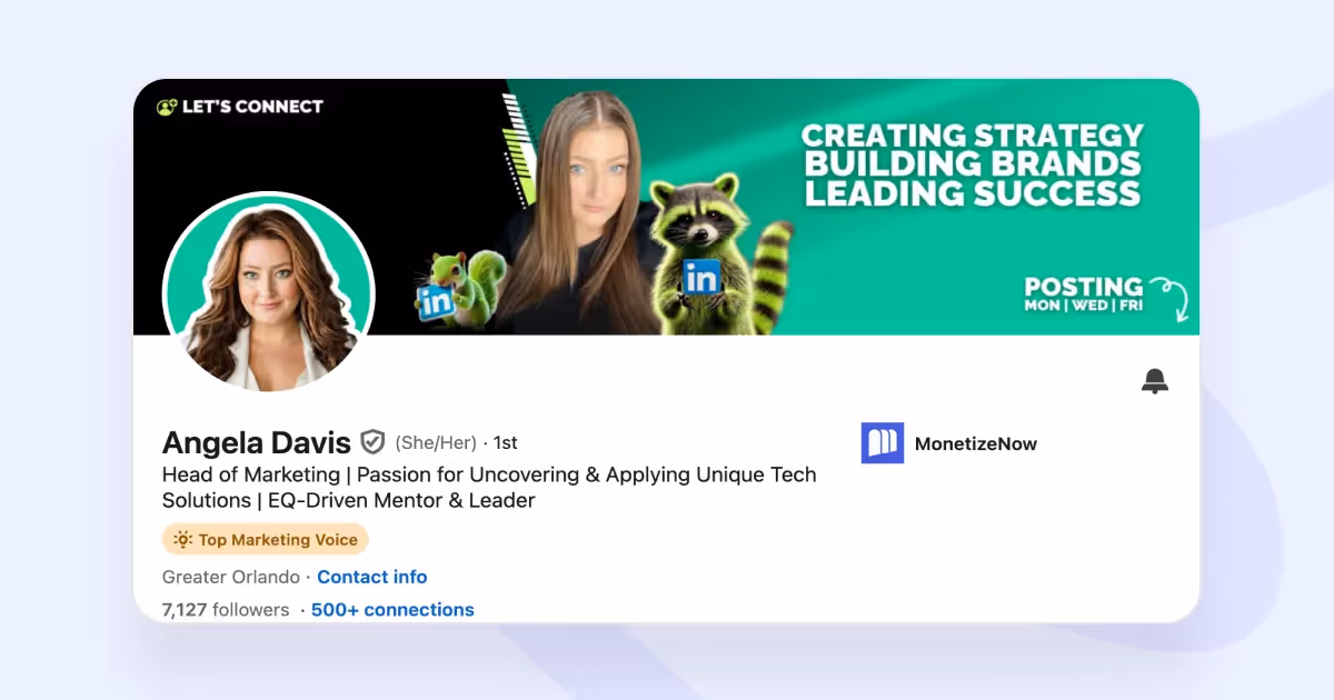 linkedin banner examples angela