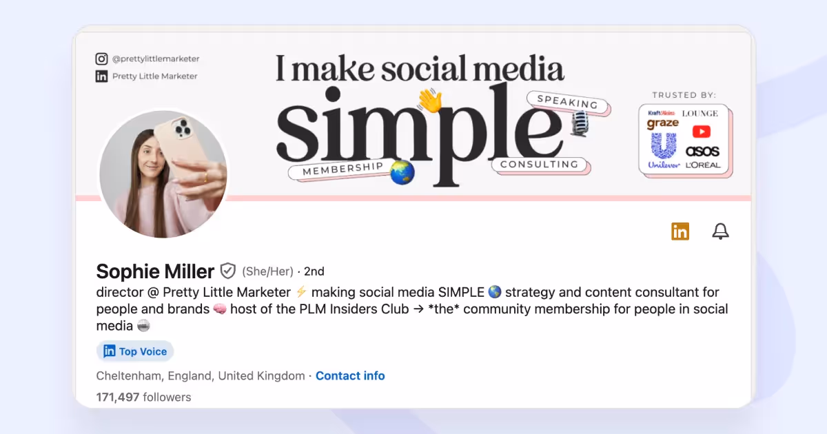 linkedin banner examples sophie