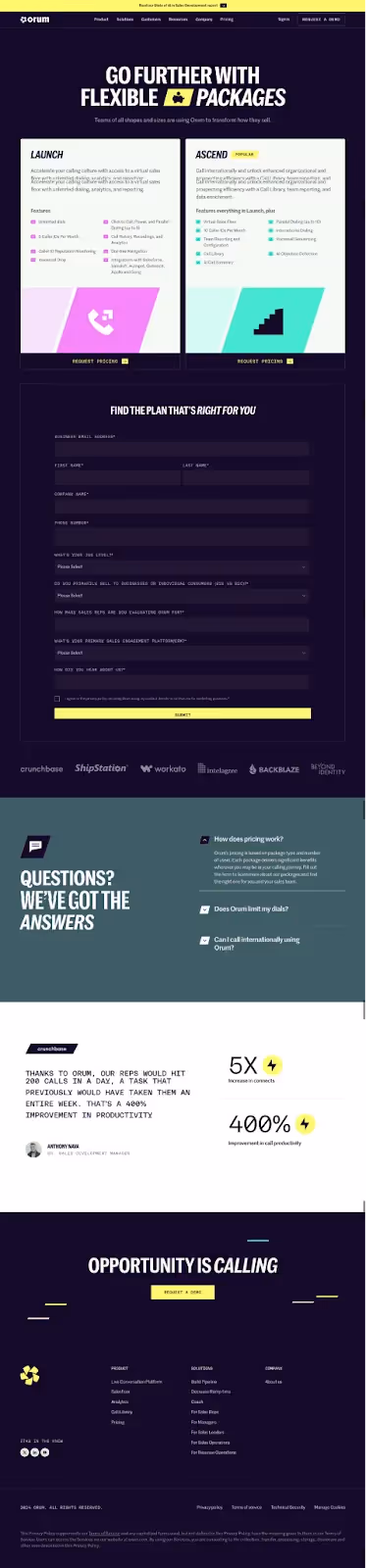 Colorful and bold SaaS pricing plan example