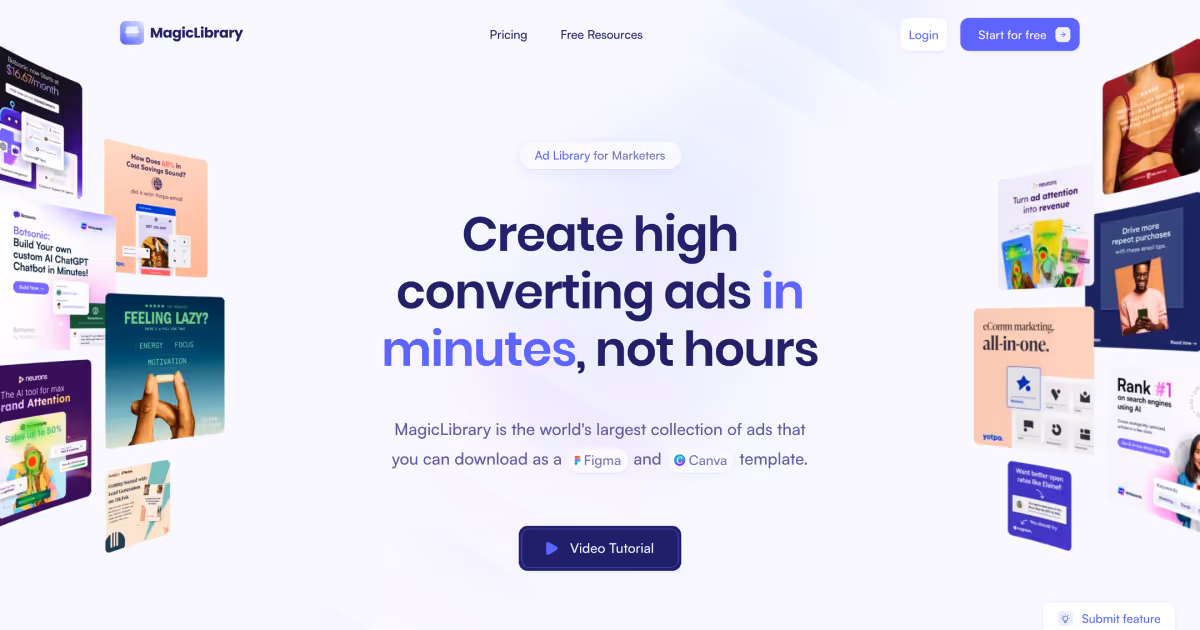 Modern website design for MagicLibrary