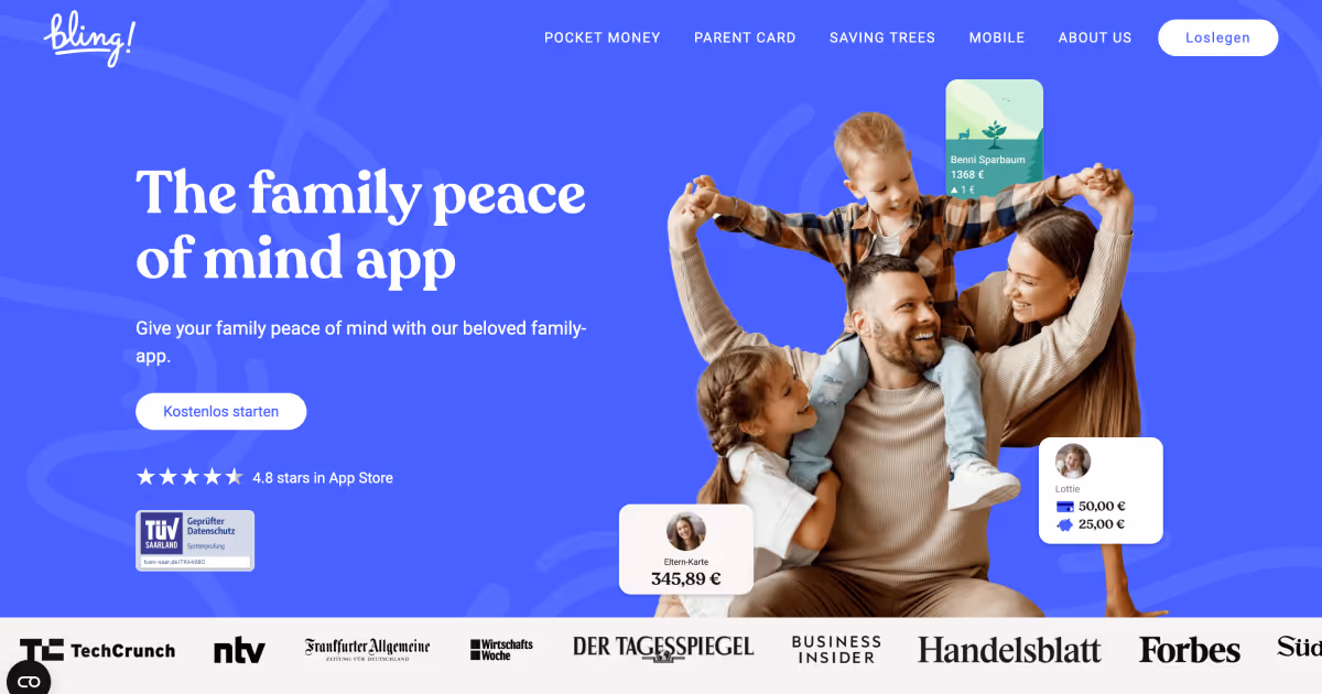 Modern website design with a blue homepage background