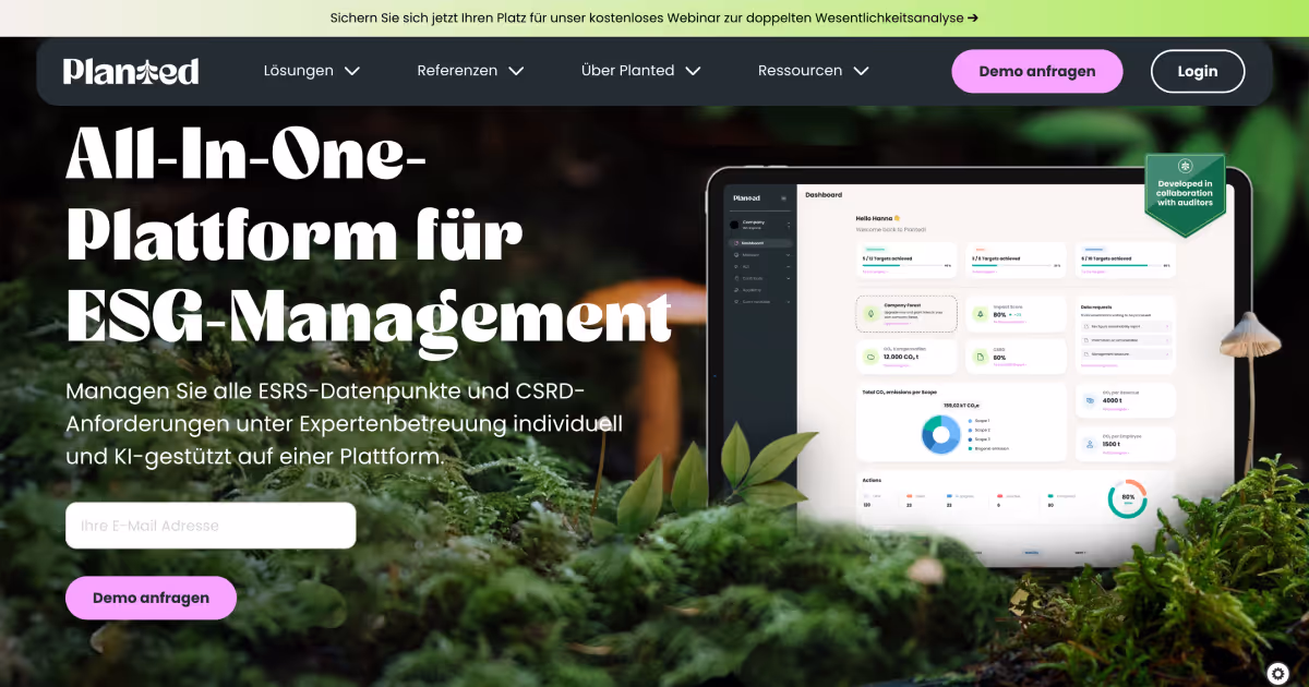 Modern website design featuring a nature-inspired theme
