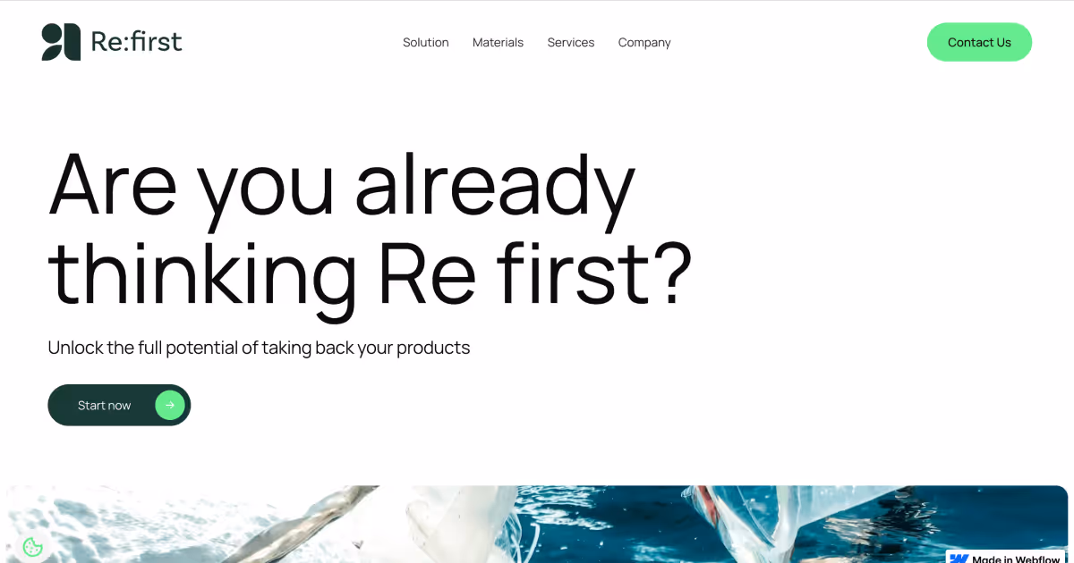Minimalist website design with bold black typography and green accents