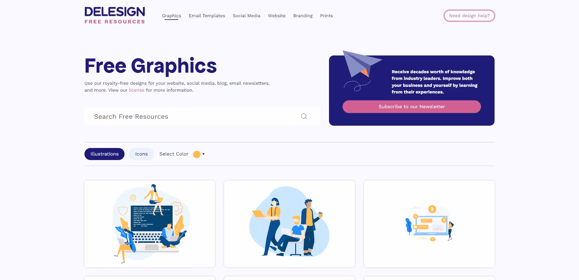 Delesign Free Illustrations for Marketers and Designers