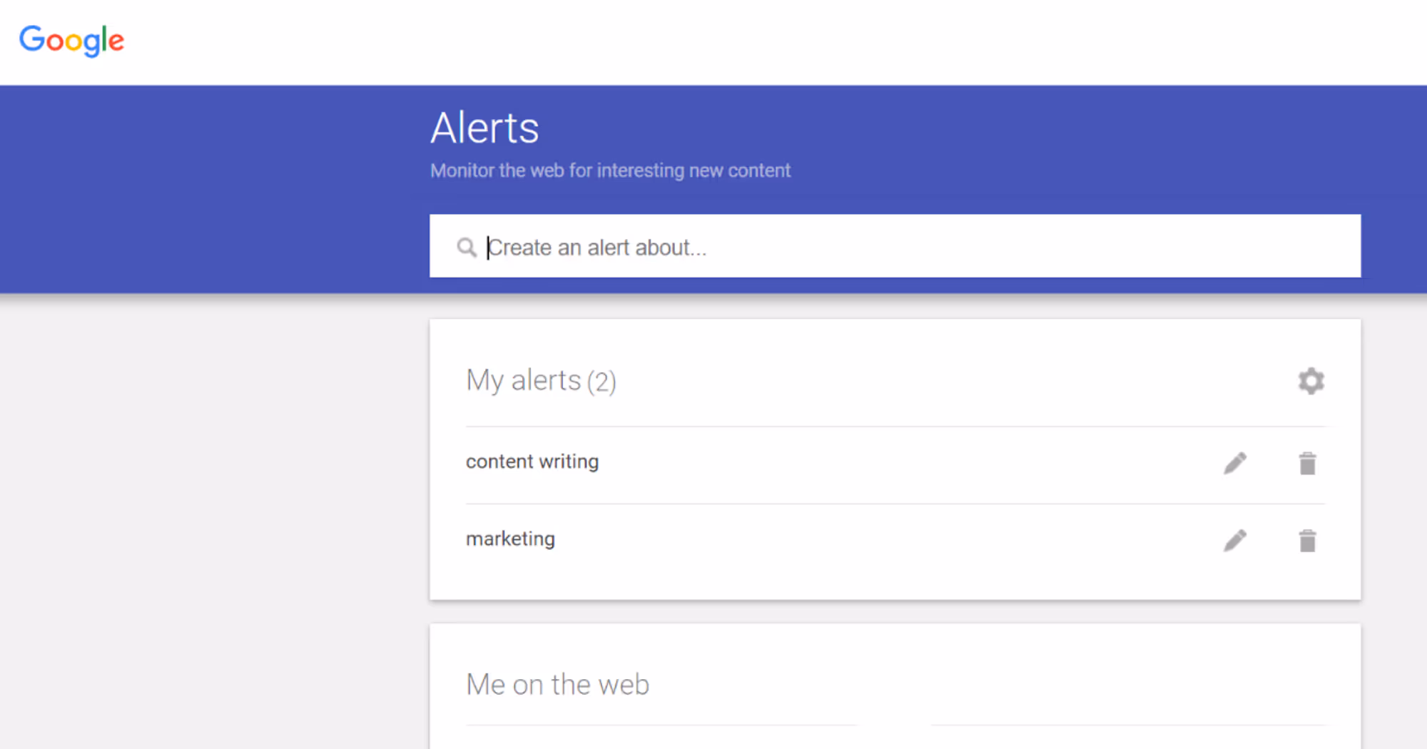Google Alerts tool to keep track of your subject of interest