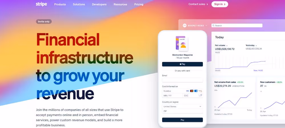 One of the invoice creation and management tools called Stripe