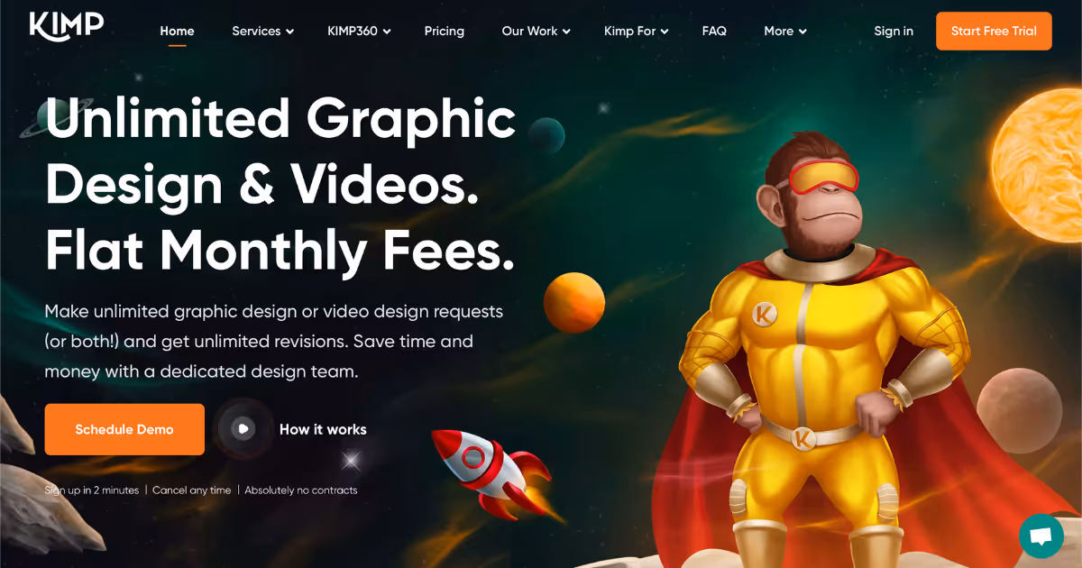 Kimp unlimited graphic design services creative workspace