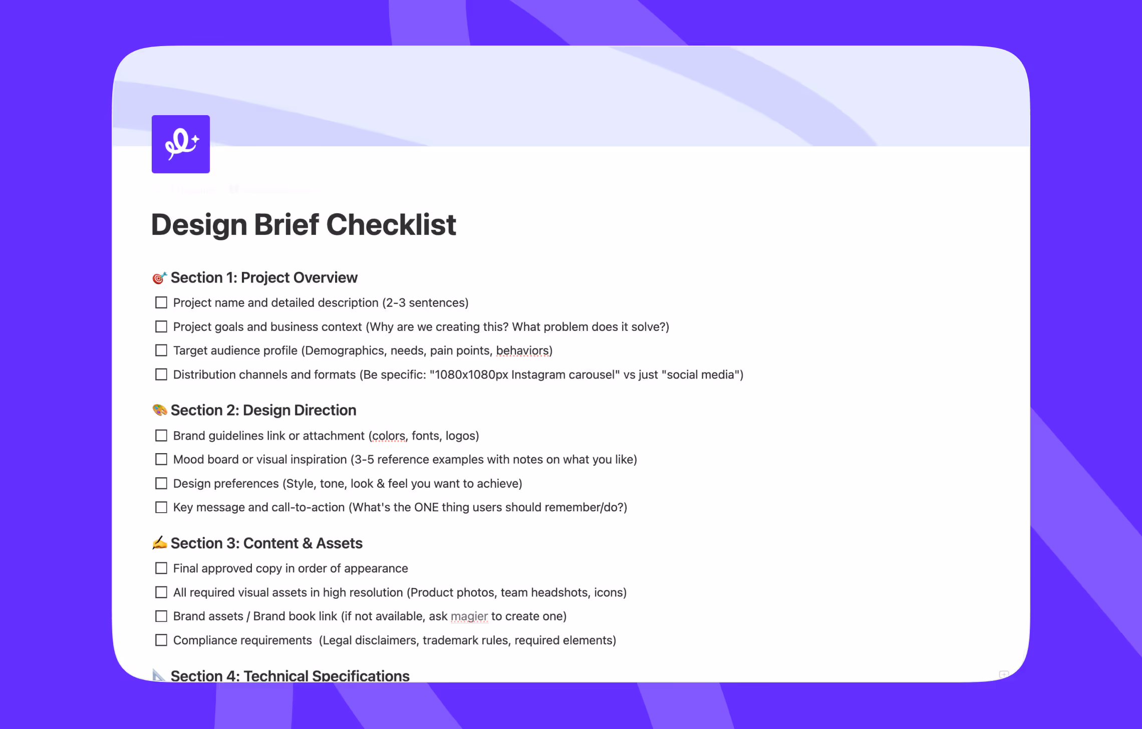 design brief checklist preview from magier
