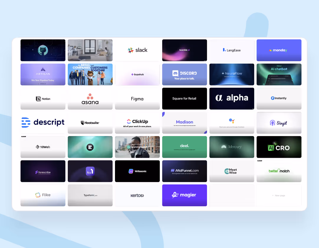 SaaS Product Video Database