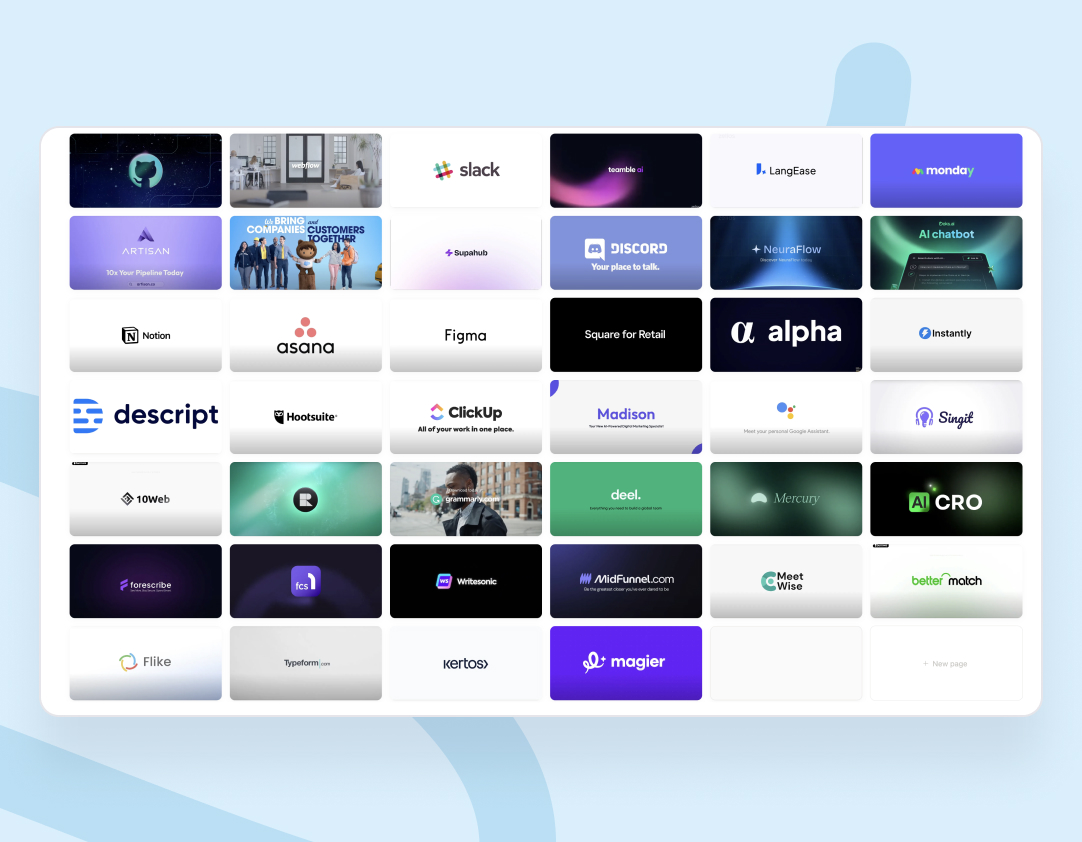 SaaS Product Video Database