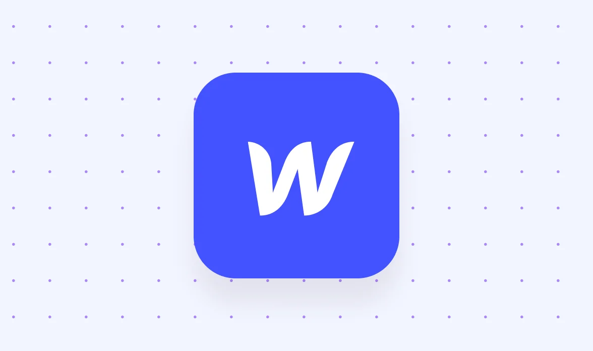Webflow logo on a light purple dotted background