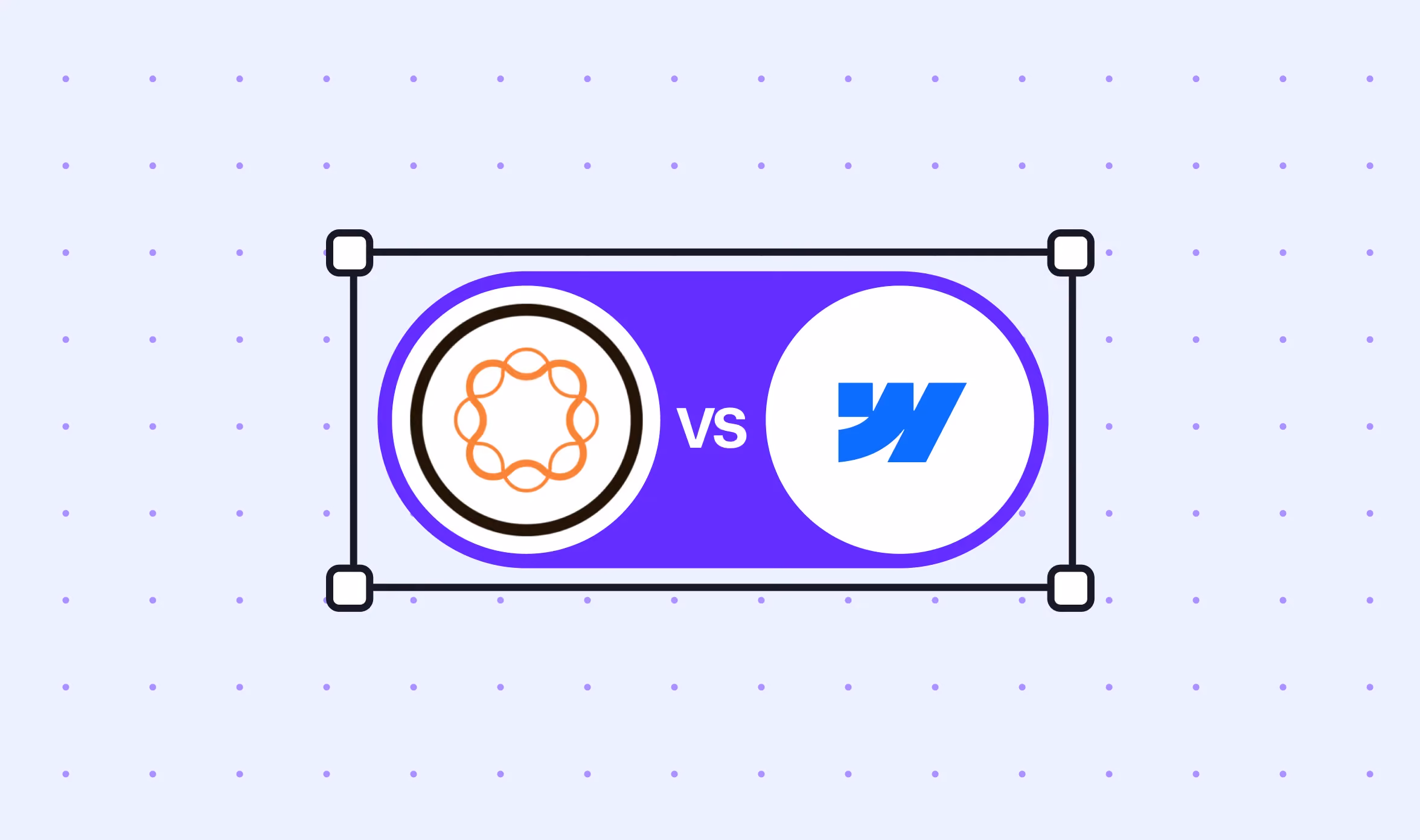Circular logo badges for two CMS platforms facing off on a purple background with a VS graphic between them