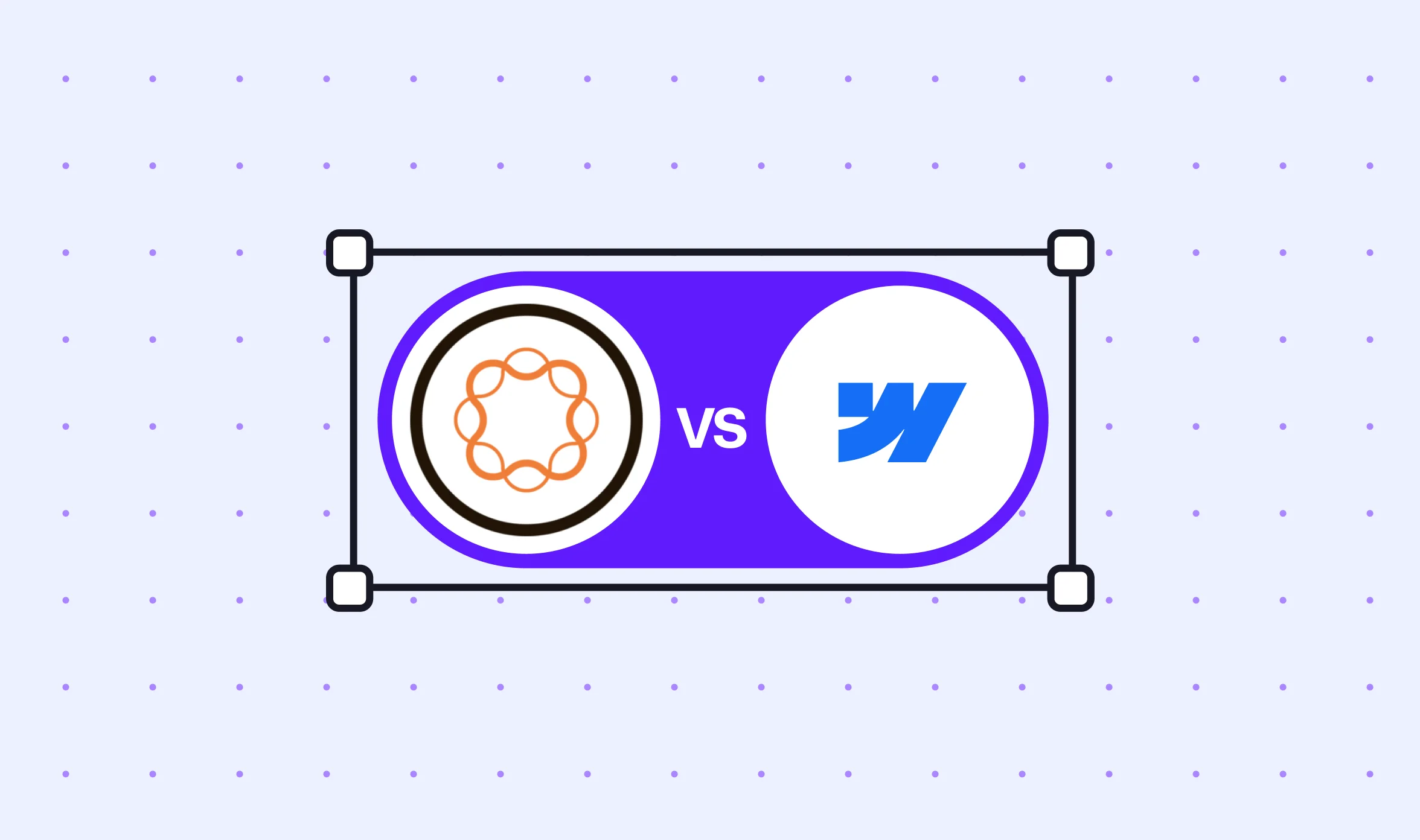 Circular logo badges for two CMS platforms facing off on a purple background with a VS graphic between them