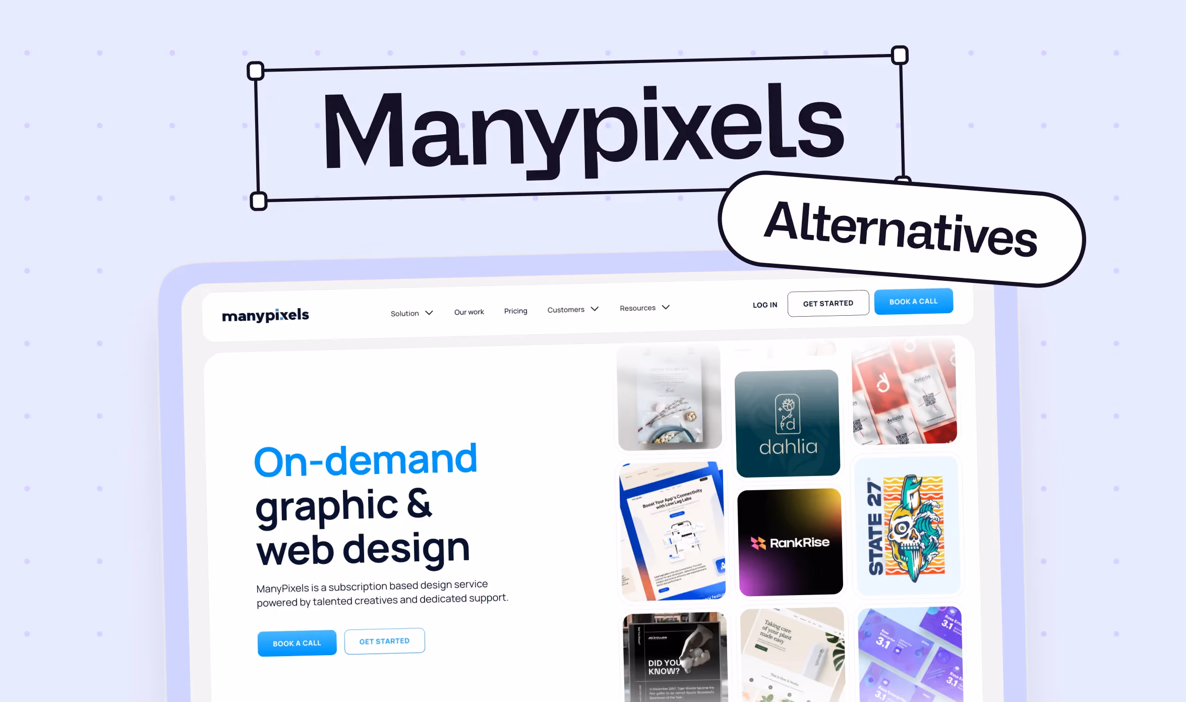 ManyPixels homepage with an "Alternatives" label, the featured image for this comparison guide