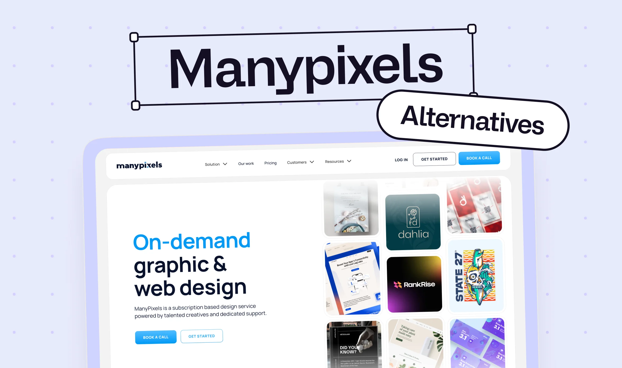 ManyPixels homepage with an "Alternatives" label, the featured image for this comparison guide