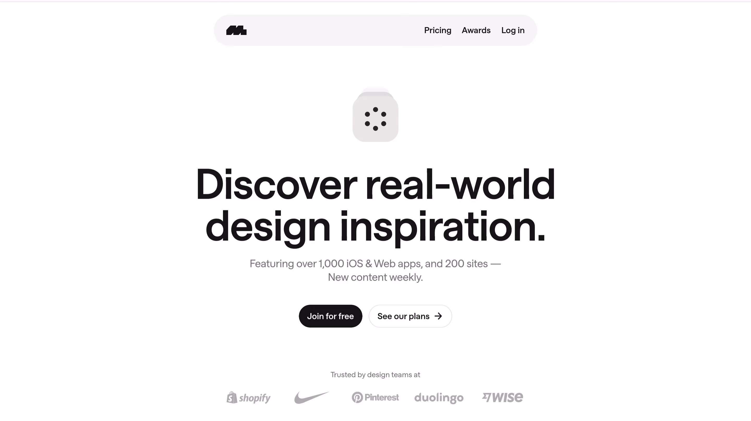 Mobbin homepage with the headline "Discover real-world design inspiration"