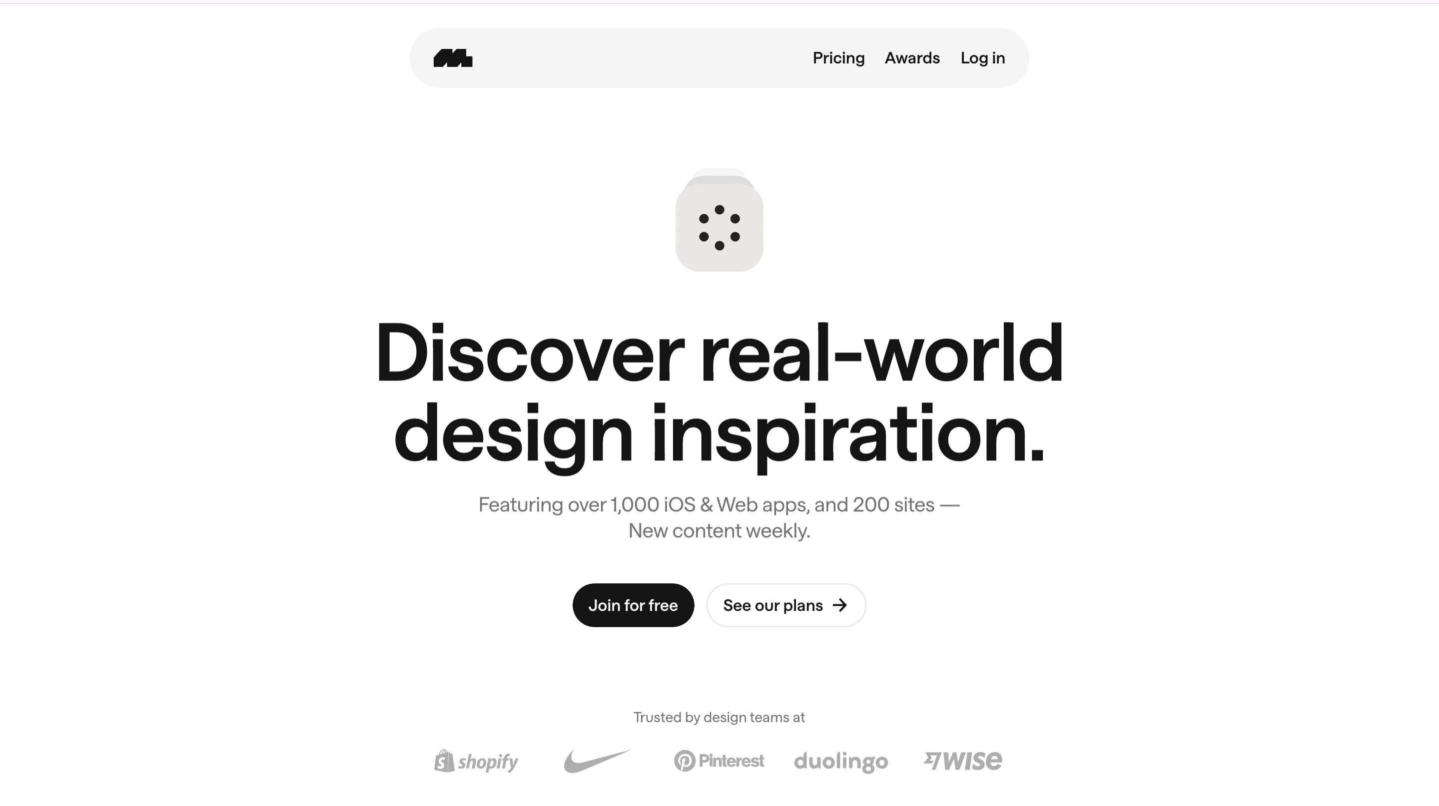 Mobbin homepage with the headline "Discover real-world design inspiration"