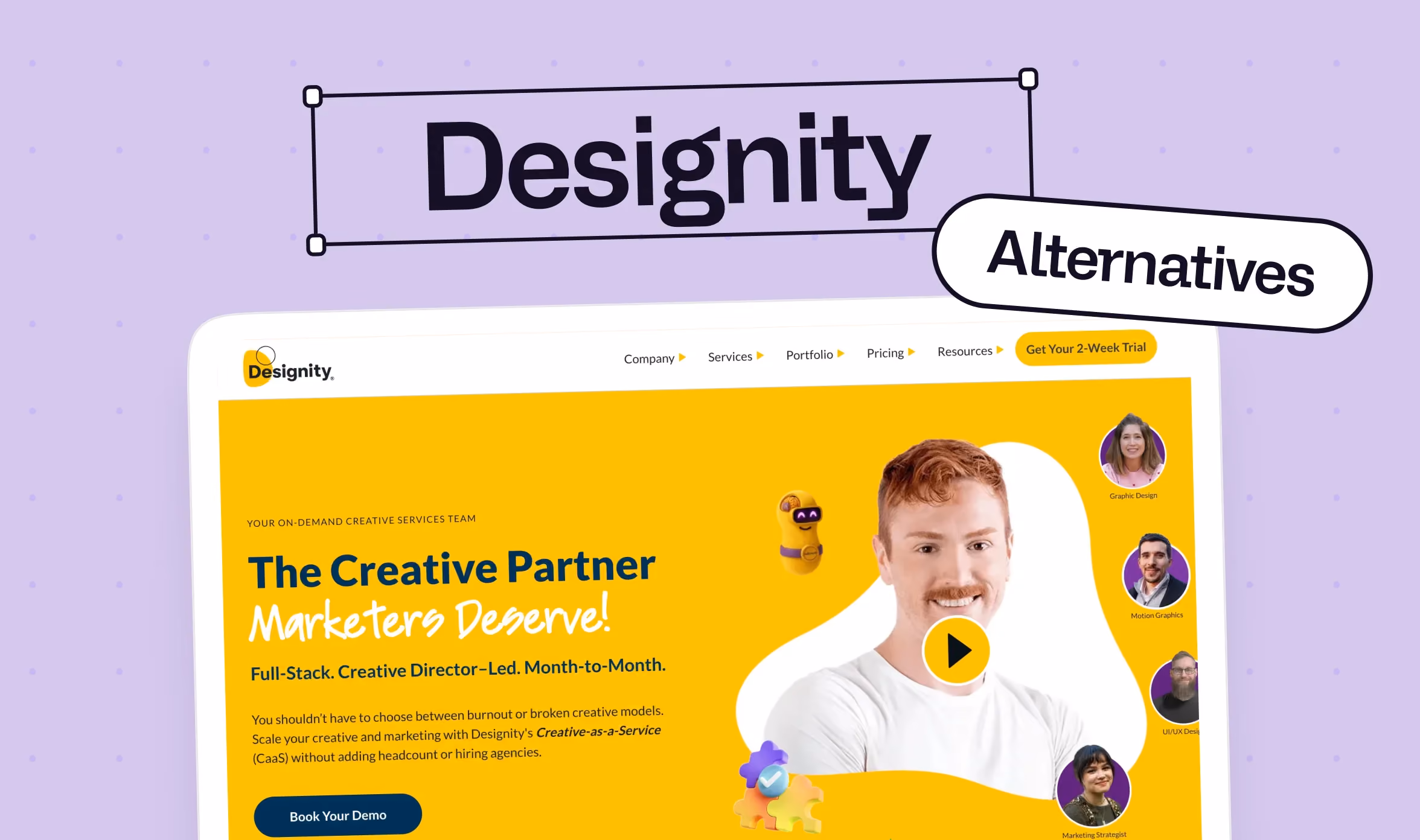 Banner of the blog titled "designity alternatives" with the image of designity homepage