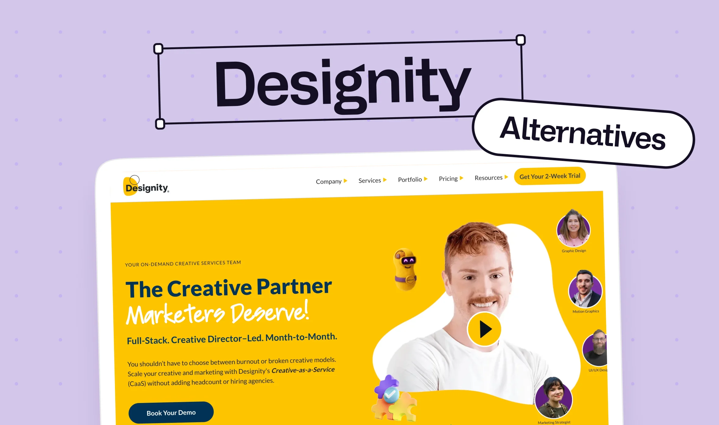 Banner of the blog titled "designity alternatives" with the image of designity homepage