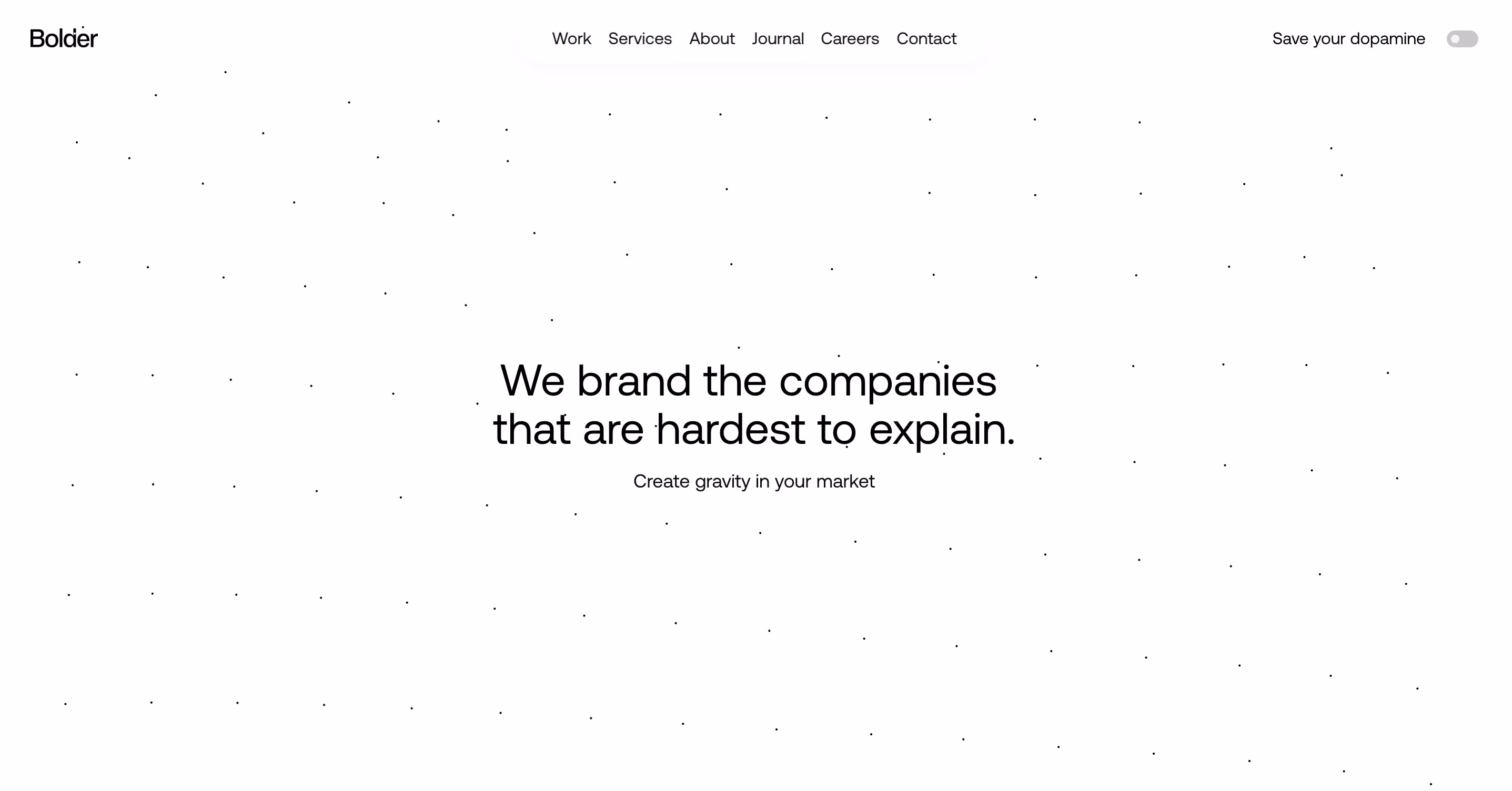 Homepage of Bolder website