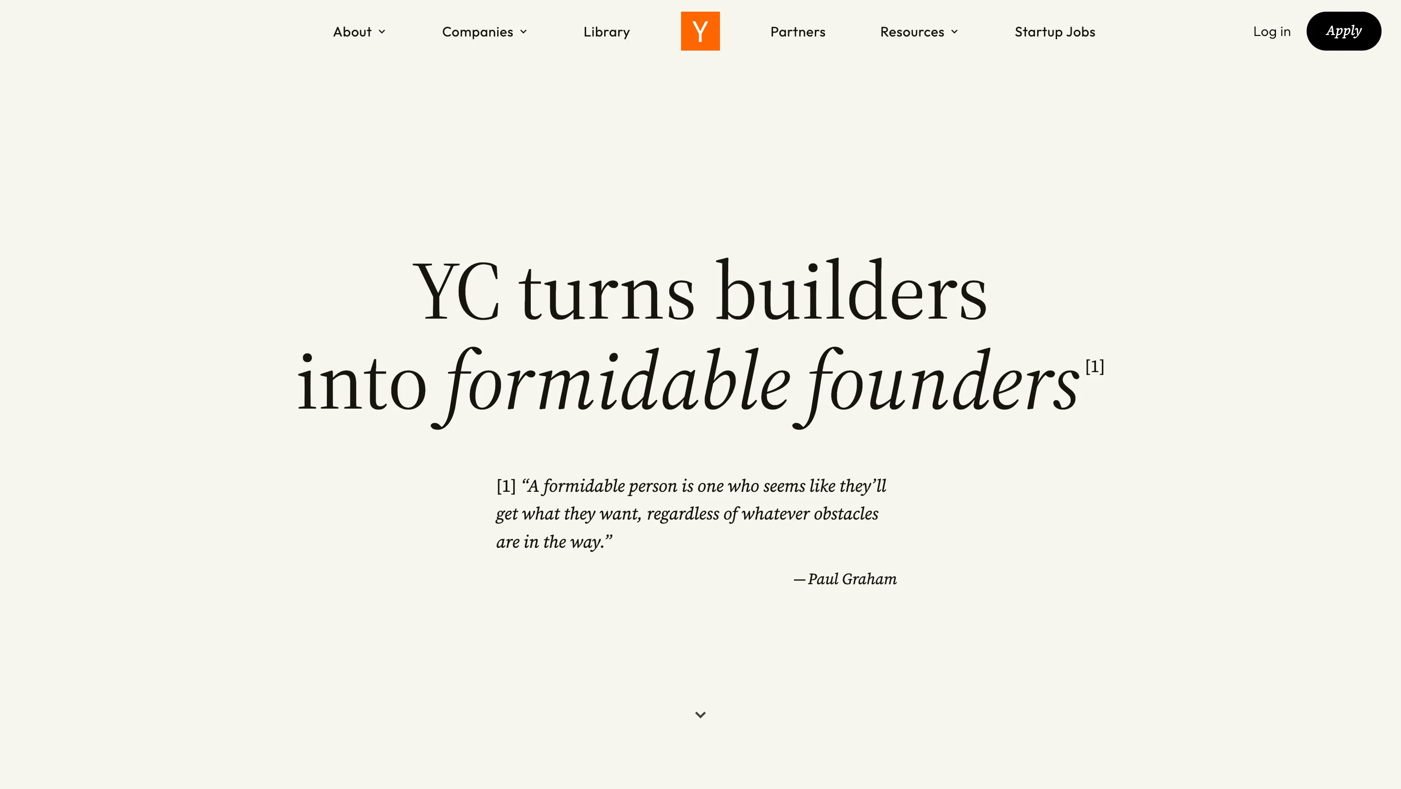 Y Combinator homepage, a startup accelerator example featured in this startup accelerator vs incubator comparison