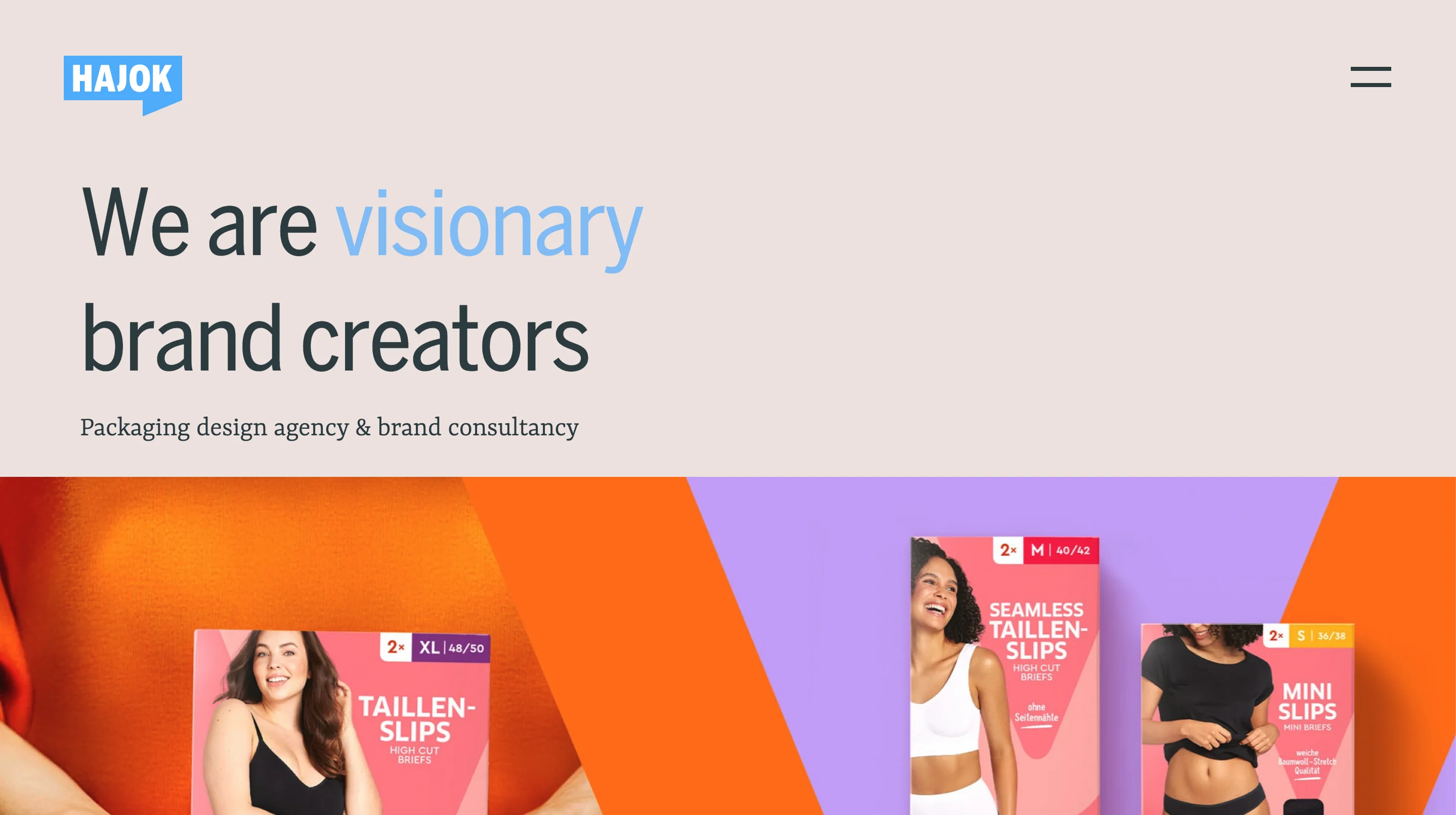 HAJOK homepage: We are visionary brand creators, a packaging design agency and brand consultancy, with underwear packs
