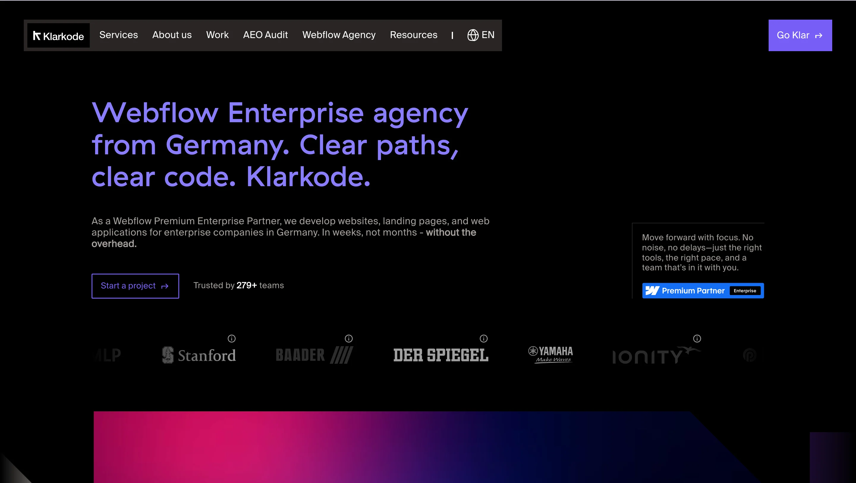 Screenshot of Klarkode: Homepage of Klarkode’s website