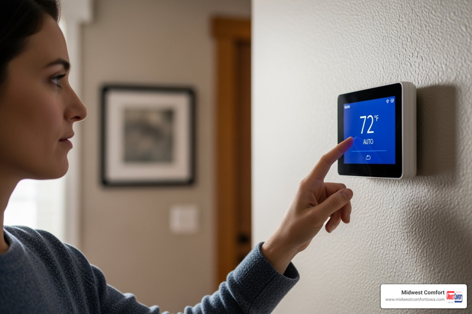 homeowner checking their digital thermostat - air conditioner troubleshooting des moines