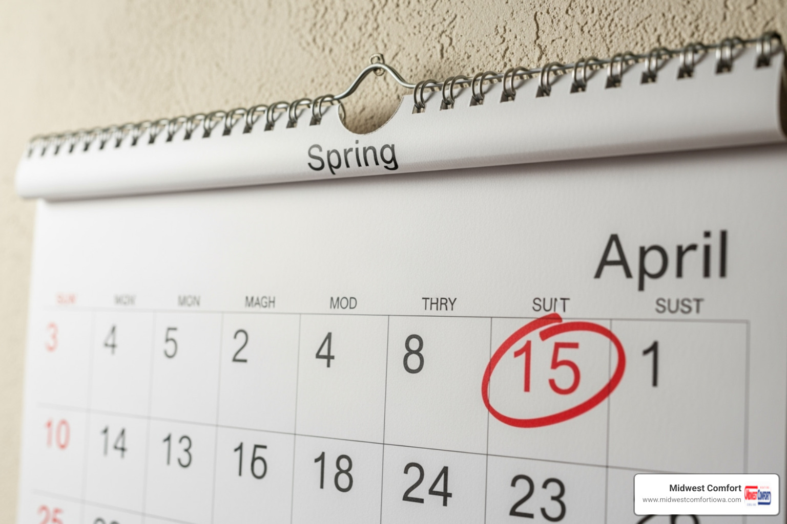 Calendar with spring month circled - seasonal ac maintenance des moines Calendar with spring month circled - seasonal ac maintenance des moines