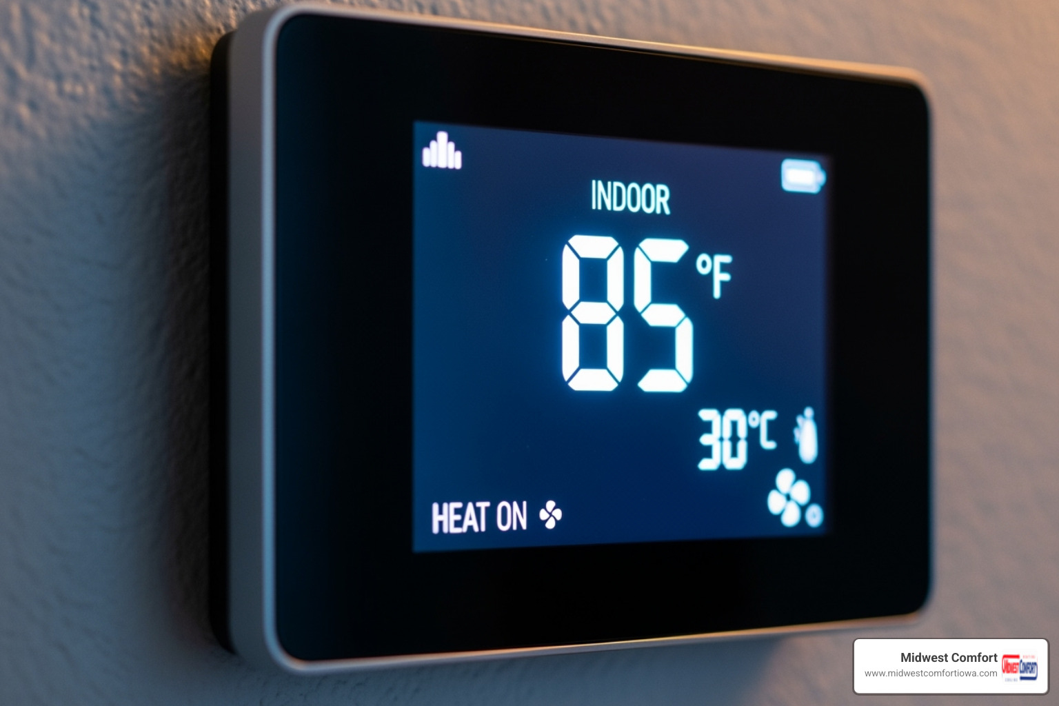 Thermostat showing high indoor temperature - seasonal ac maintenance des moines Thermostat showing high indoor temperature - seasonal ac maintenance des moines