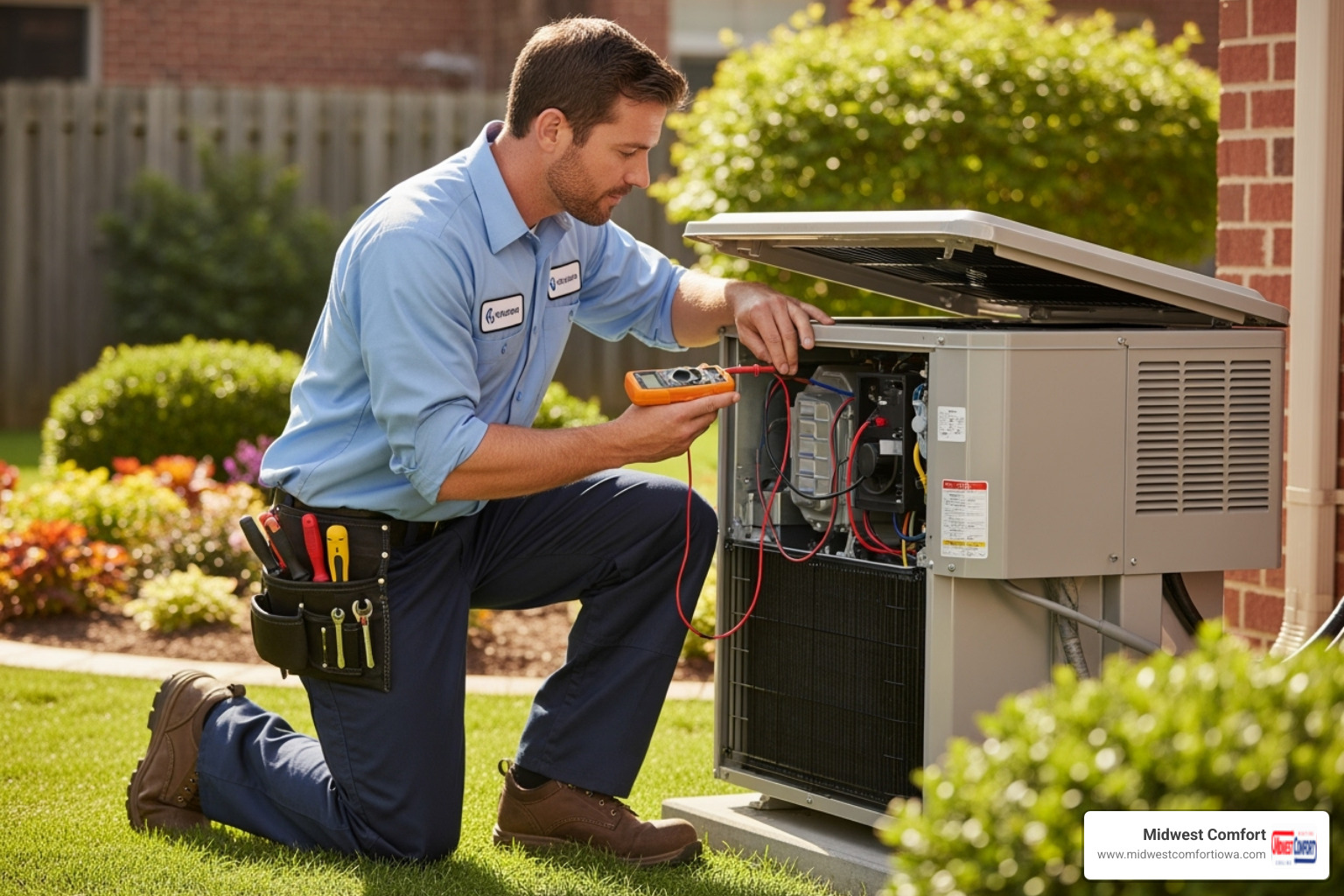 Technician performing routine HVAC maintenance - emergency hvac repair des moines