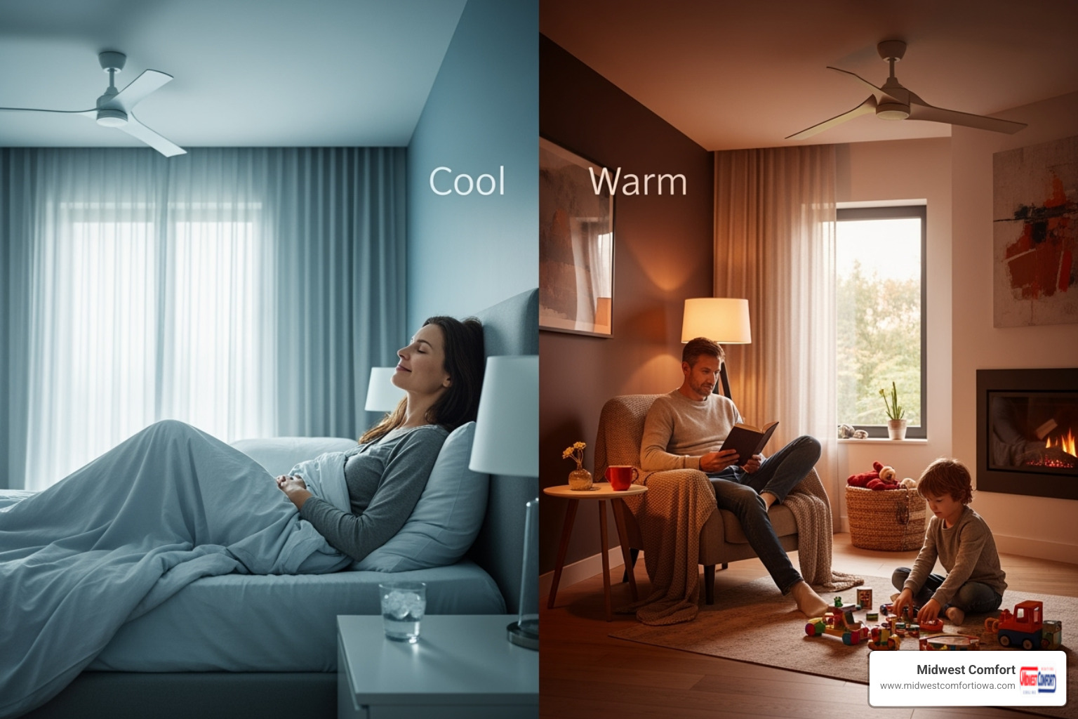 family comfortably enjoying different temperatures in separate rooms - mini split near me des moines