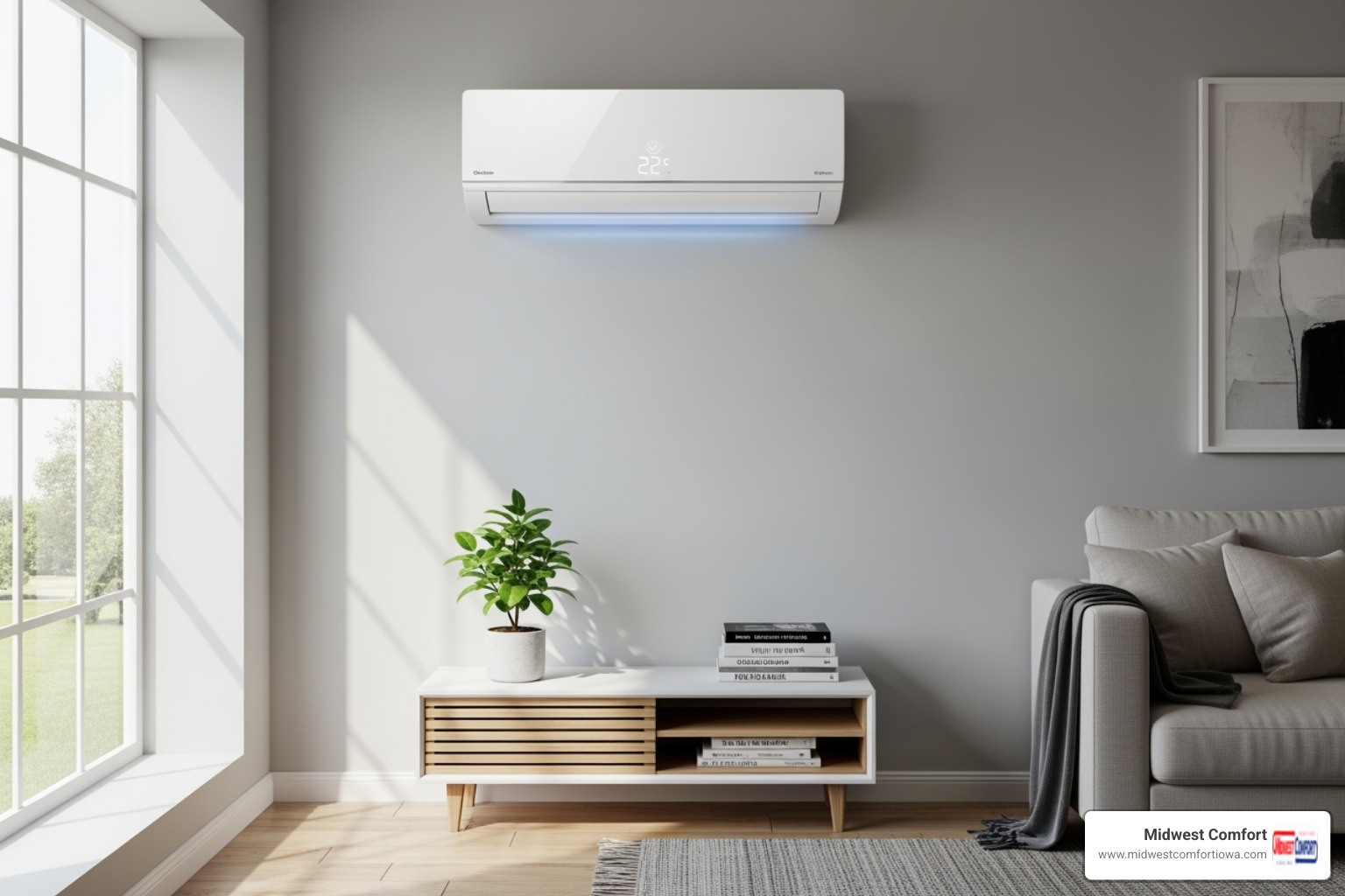 sleek, wall-mounted ductless mini-split unit - residential heat pump altoona