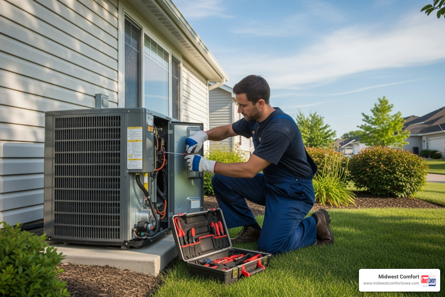 technician performing routine maintenance on an HVAC system - urgent repair waukee