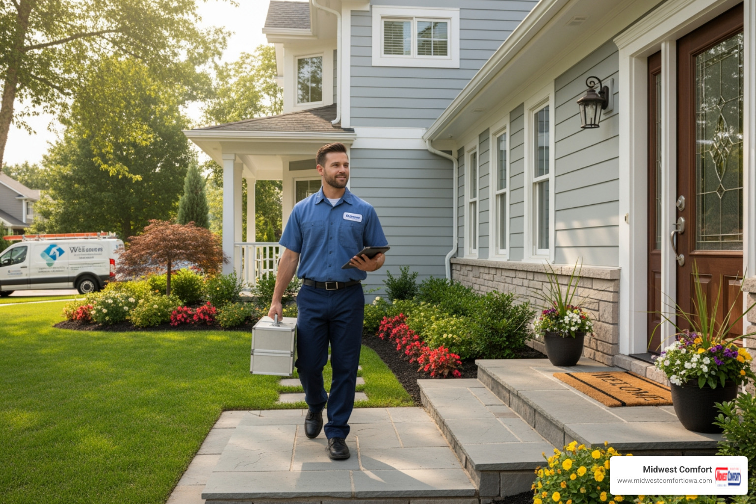 technician arriving at home - emergency repair near me des moines