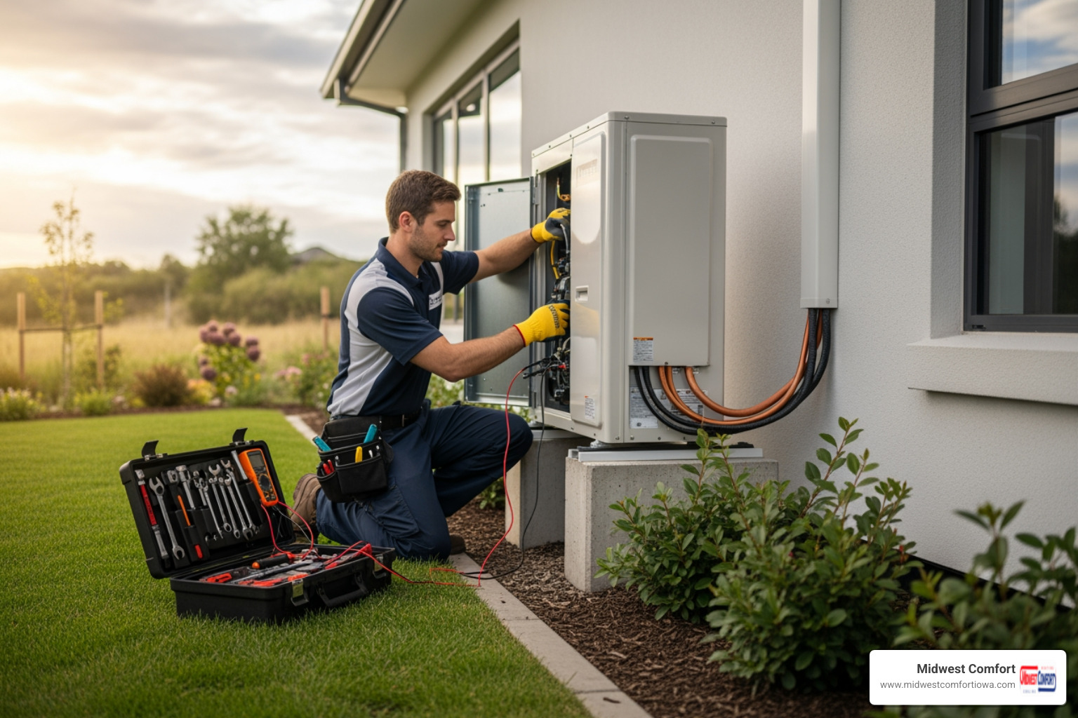 Infographic showing the heat pump cycle: in heating mode, the outdoor unit extracts heat from outside air and transfers it indoors through refrigerant circulation; in cooling mode, the process reverses to remove heat from inside and release it outdoors, with arrows indicating refrigerant flow, compressor operation, and heat exchange at both indoor and outdoor coils - heat pump services Infographic showing the heat pump cycle: in heating mode, the outdoor unit extracts heat from outside air and transfers it indoors through refrigerant circulation; in cooling mode, the process reverses to remove heat from inside and release it outdoors, with arrows indicating refrigerant flow, compressor operation, and heat exchange at both indoor and outdoor coils - heat pump services