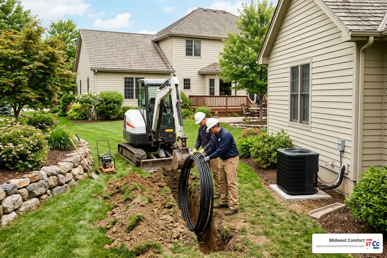 geothermal heat pump installation in a residential yard geothermal heat pump installation in a residential yard