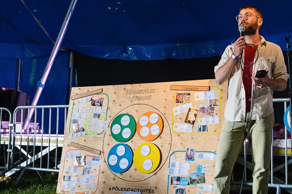 Présentation de la gouvernance de Hameaux Légers pendant le Festival les Palourdes.