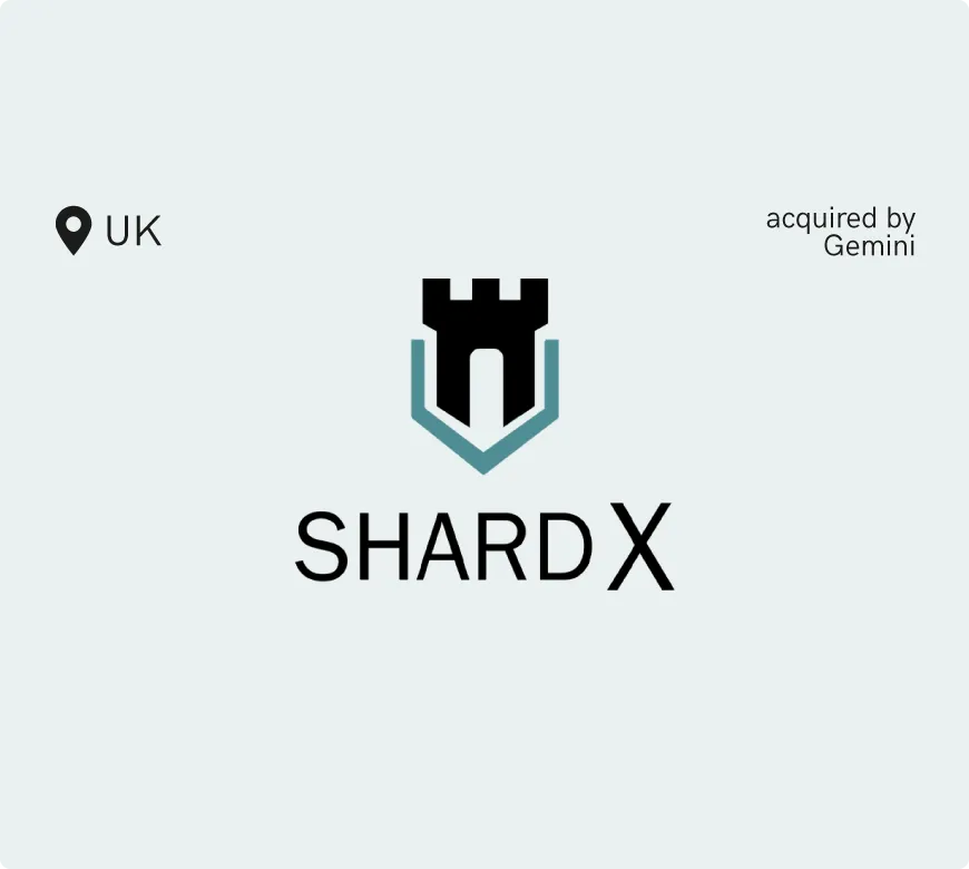 ShardX logo, client from the UK, acquired by Gemini