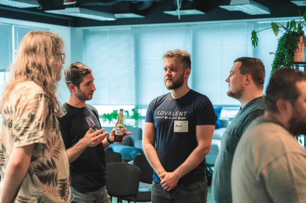 Guests talking during networking at eBPF & observability TechSpot
