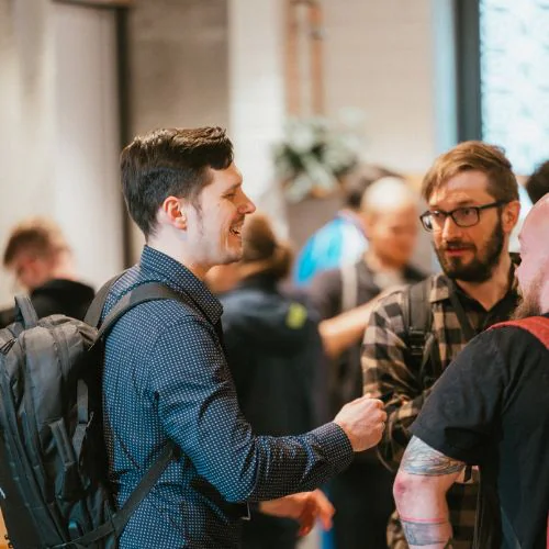 Guests talking during networking at Engineering systems in the AI shift