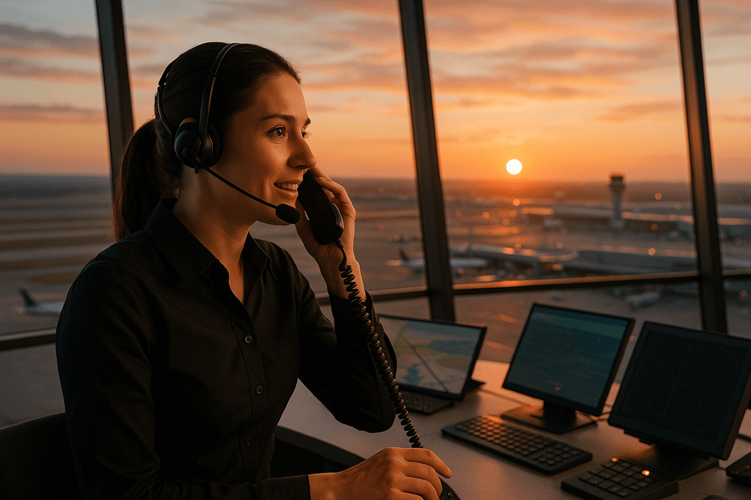 Air traffic controller using iiSpace digital flight strip software at a tower workstation