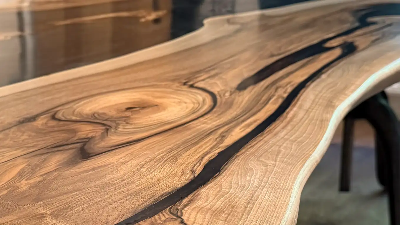 hand made dining room table polished walnut wood