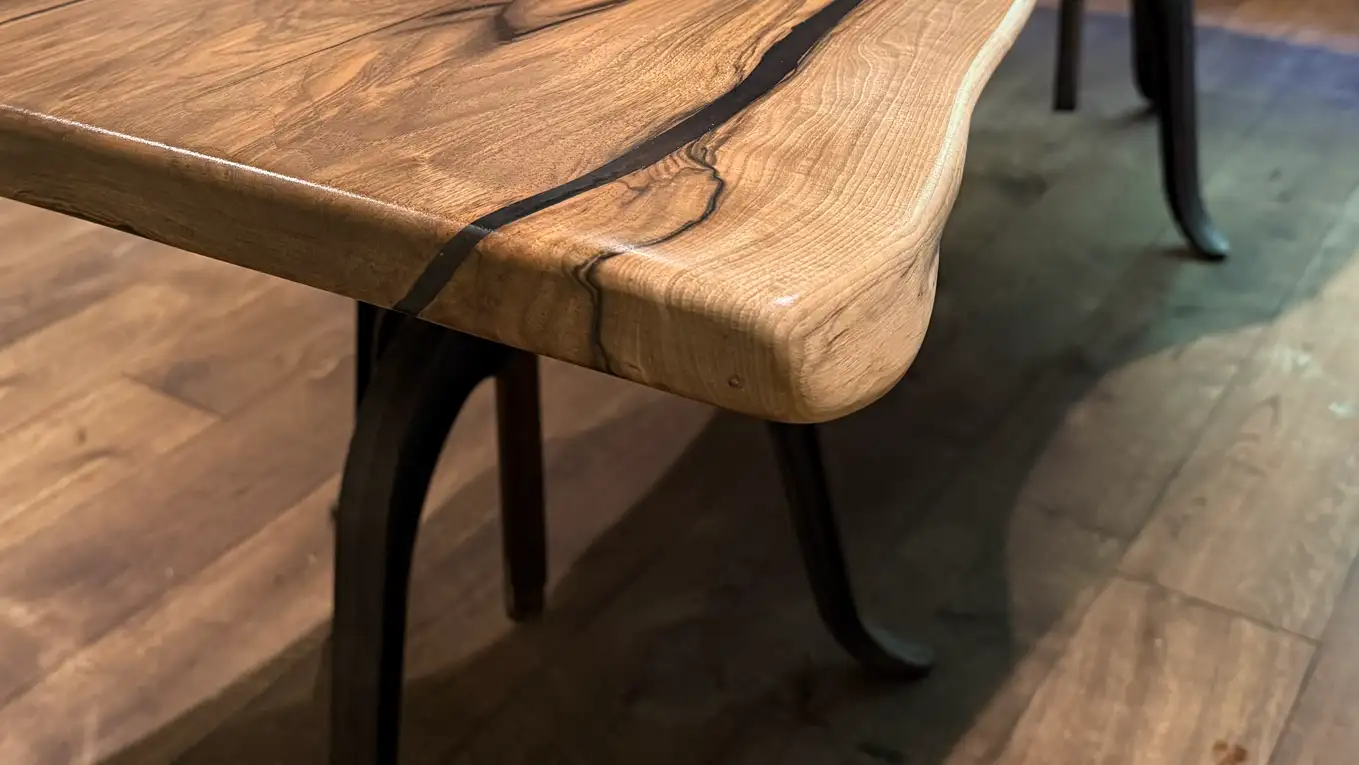 handmade bespoke dining room table curved edge
